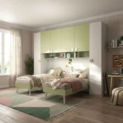 Armadio a ponte Modulare Forest Duo Verde e Bianco Opaco L 333