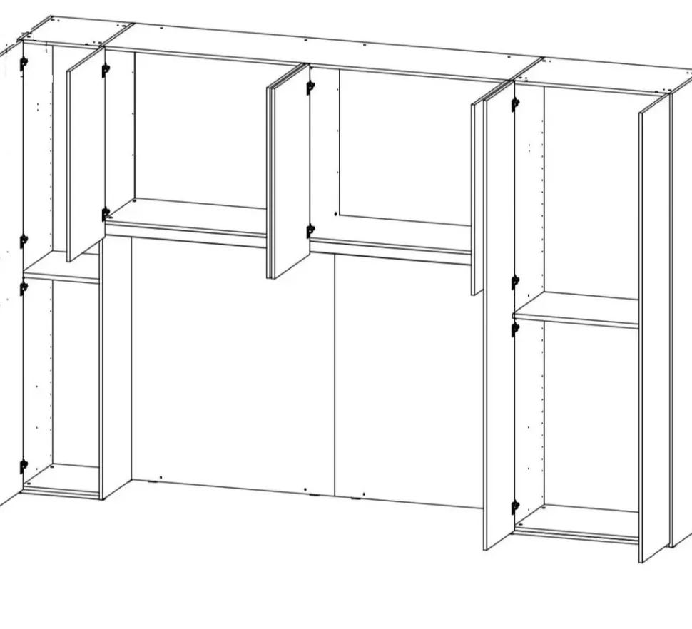Armadio a ponte reversibile Olmo e Grigio moderno con ante battenti L 365 e maniglie in MDF disponibile in 2 misure e vari colori