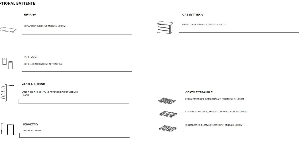 Armadio battente 6 ante con ante centrali in Vetro Fumé in finitura Cashmere