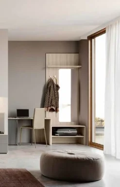Armadio battente 2 ante con Boiserie con specchio finitura Rovere disponibile in 2 misure e vari colori linea Bam