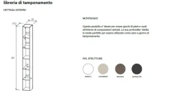 Armadio battente 4 Ante finitra Cashmere con Libreria a giorno centrale