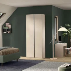 Armadio battente componibile con maniglia a gola in finitura Cashmire e Antracite disponibile in 5 misure