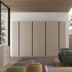 Armadio battente componibile con maniglia a gola in finitura Cashmire e Antracite disponibile in 5 misure