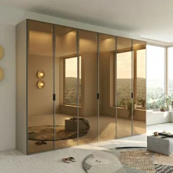 Armadio Battente Componibile con Ante in Alluminio e Specchio Bronzato