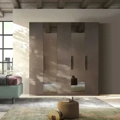 Armadio battente componibile con ante a specchio Track linea Chèrie in finitura Bronzo