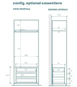 Armadio battente con anta in vetro Bronzato e telaio in Alluminio 6 Misure Componibili