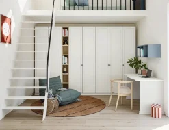 Armadio battente con libreria e 7 ante con telaio Style linea Ginevra disponibile in 2 misure e vari colori