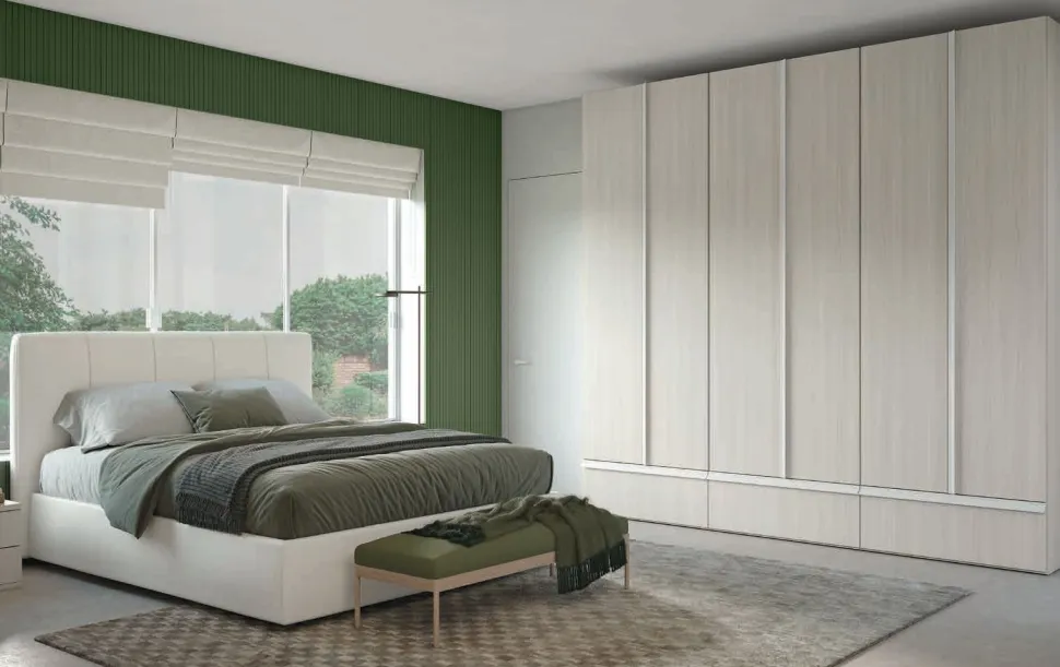 Armadio battente con maniglia a tutta altezza 6 ante e 3 cassetti disponibile in 2 misure e 13 colori