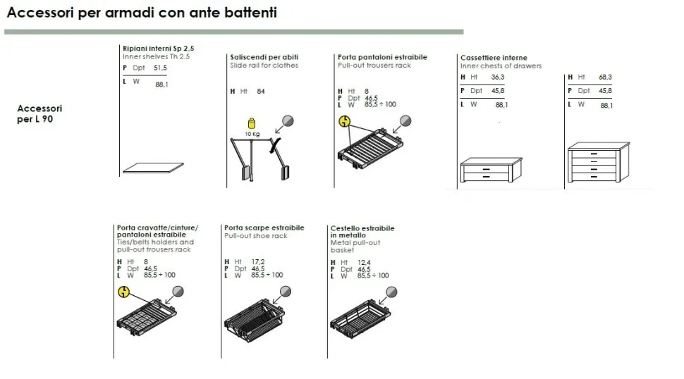 Armadio battente con scarpiera integrata disponibile in 2 misure e 13 colori