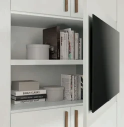 Armadio battente con vano centrale porta tv disponibile in 2 misure e 13 colori