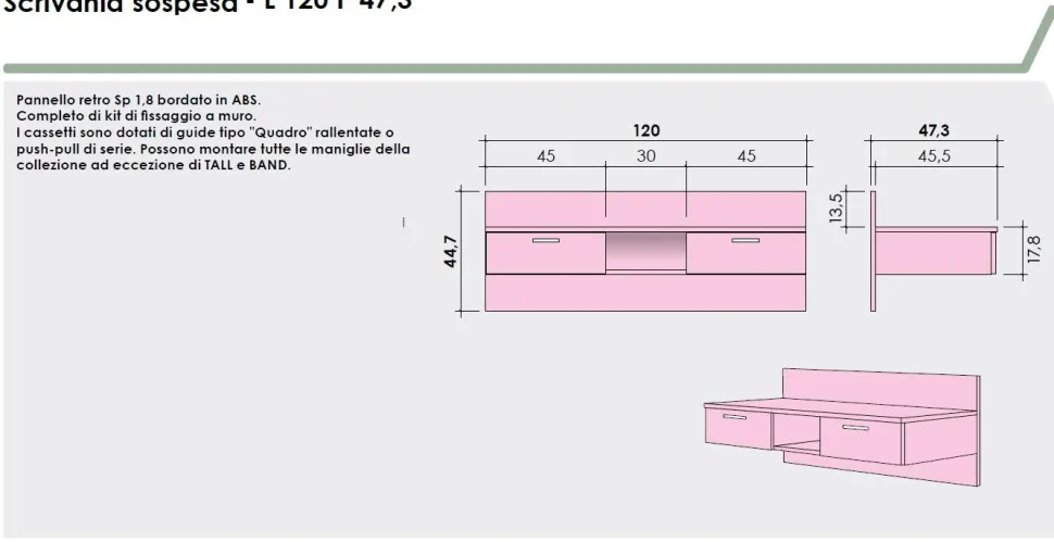 Armadio battente doppio modulo 3 ante con Zona Studio Sospesa in finitura Grigio Titanio in 15 colorazioni