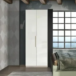 Armadio battente modulare moderno con maniglia in metallo Collezione Cheriè 5 Misure e 3 Finiture