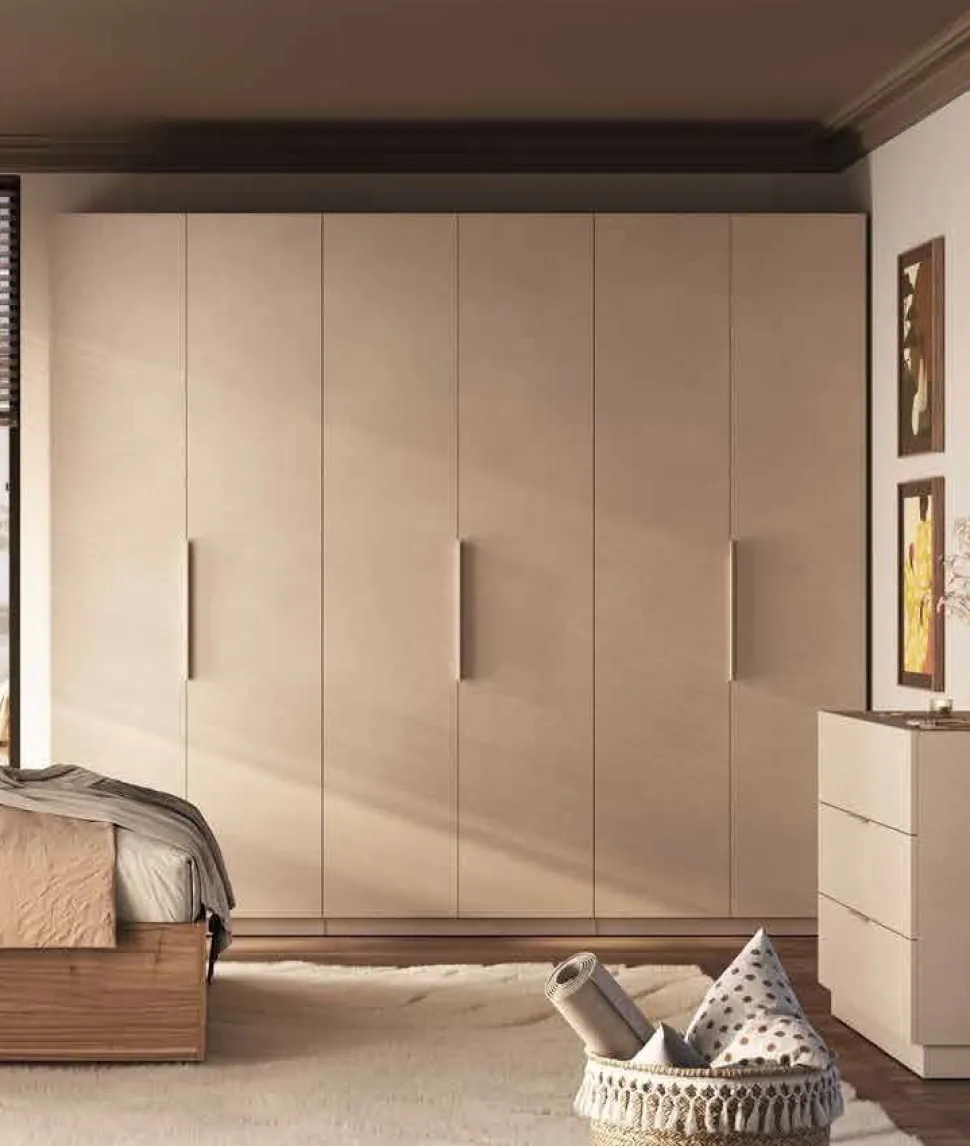 Armadio battente modulare moderno con maniglia in metallo Collezione Cheriè 5 Misure e 3 Finiture