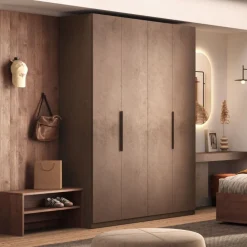 Armadio battente modulare moderno con maniglia in metallo Collezione Cheriè 5 Misure e 3 Finiture