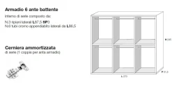 Armadio City 6 ante battenti linea Domino finitura Cachemire con maniglia Stilo in alluminio verniciato
