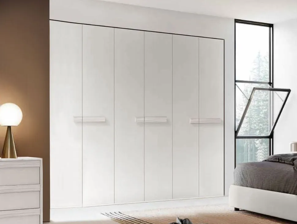 Armadio componibile ante battenti finitura Noce Biondo con maniglia in MDF disponibile in 16 misure e vari colori Monica linea Bam