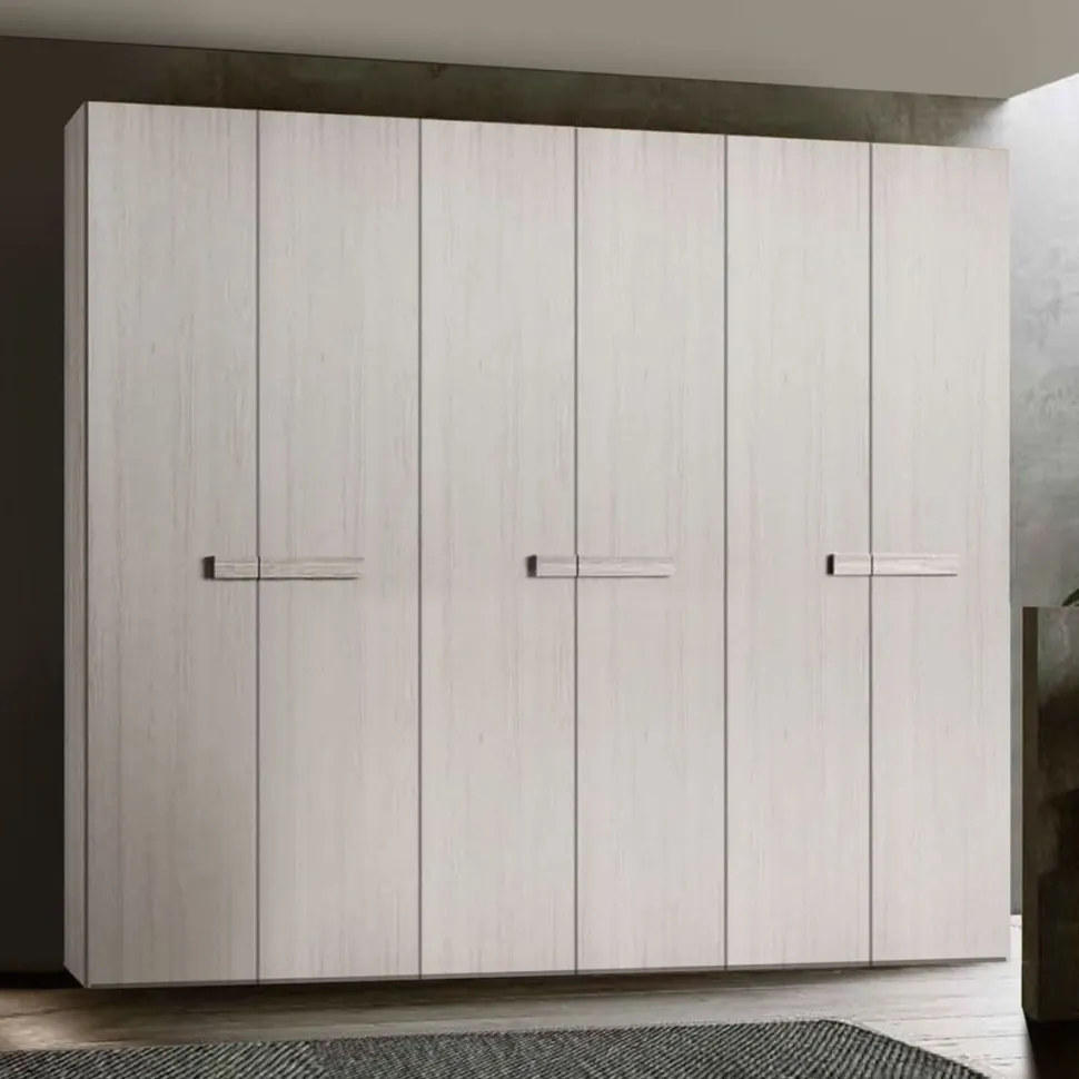 Armadio componibile ante battenti finitura Noce Biondo con maniglia in MDF disponibile in 16 misure e vari colori Monica linea Bam