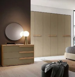 Armadio componibile ante battenti finitura Noce Biondo con maniglia in MDF disponibile in 16 misure e vari colori Monica linea Bam