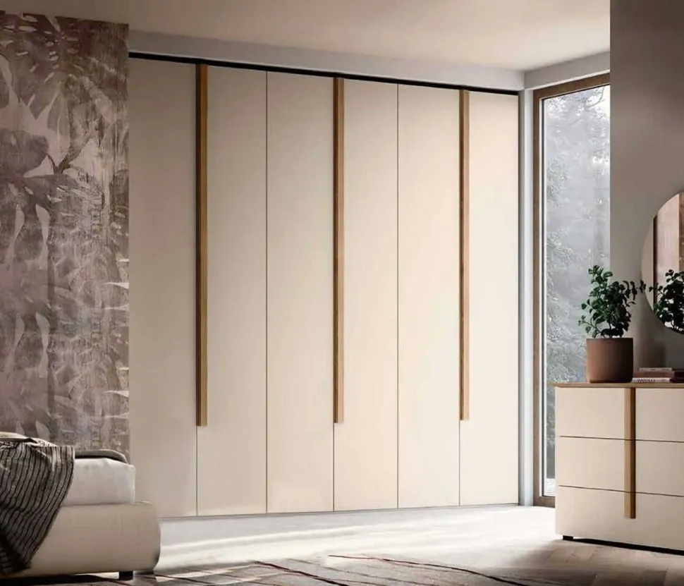 Armadio componibile ante battenti colore Orzo con maniglia in MDF disponibile in 16 misure e vari colori Giorgia linea Bam