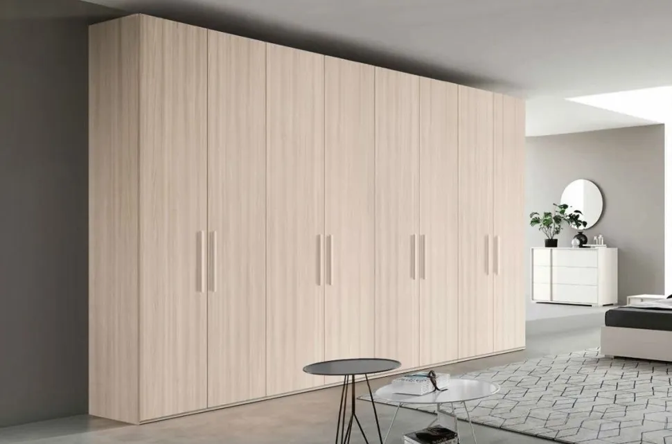 Armadio componibile ante battenti finitura Orzo con maniglia in MDF disponibile in 16 misure e vari colori Agata
