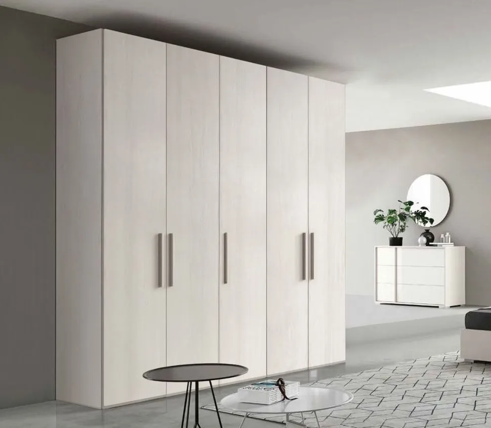 Armadio componibile ante battenti finitura Orzo con maniglia in MDF disponibile in 16 misure e vari colori Agata