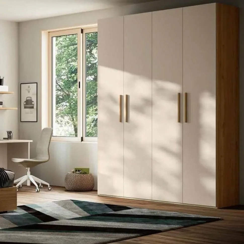 Armadio componibile ante battenti finitura Orzo con maniglia in MDF disponibile in 16 misure e vari colori Agata