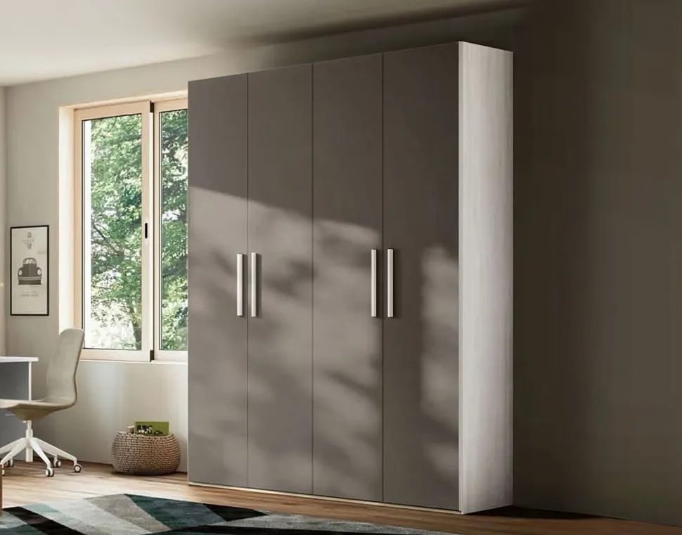 Armadio componibile ante battenti finitura Orzo con maniglia in MDF disponibile in 16 misure e vari colori Agata