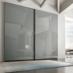 Armadio componibile ante scorrevoli con inserti in vetro Kristal disponibile in varie misure e colori