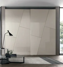 Armadio componibile ante scorrevoli con inserti in vetro Kristal disponibile in varie misure e colori