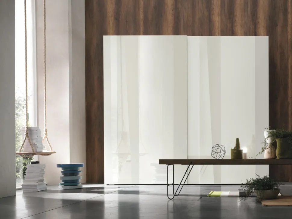 Armadio componibile ante scorrevoli con inserti in vetro Palma disponibile in varie misure e colori