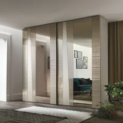 Armadio componibile ante scorrevoli con inserti a specchio bronzato disponibile in varie misure e colori