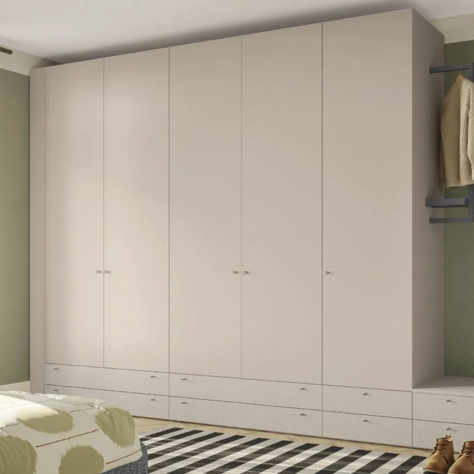 Armadio con ante battenti e cassetti Bull disponibile in 3 altezze linea Airone