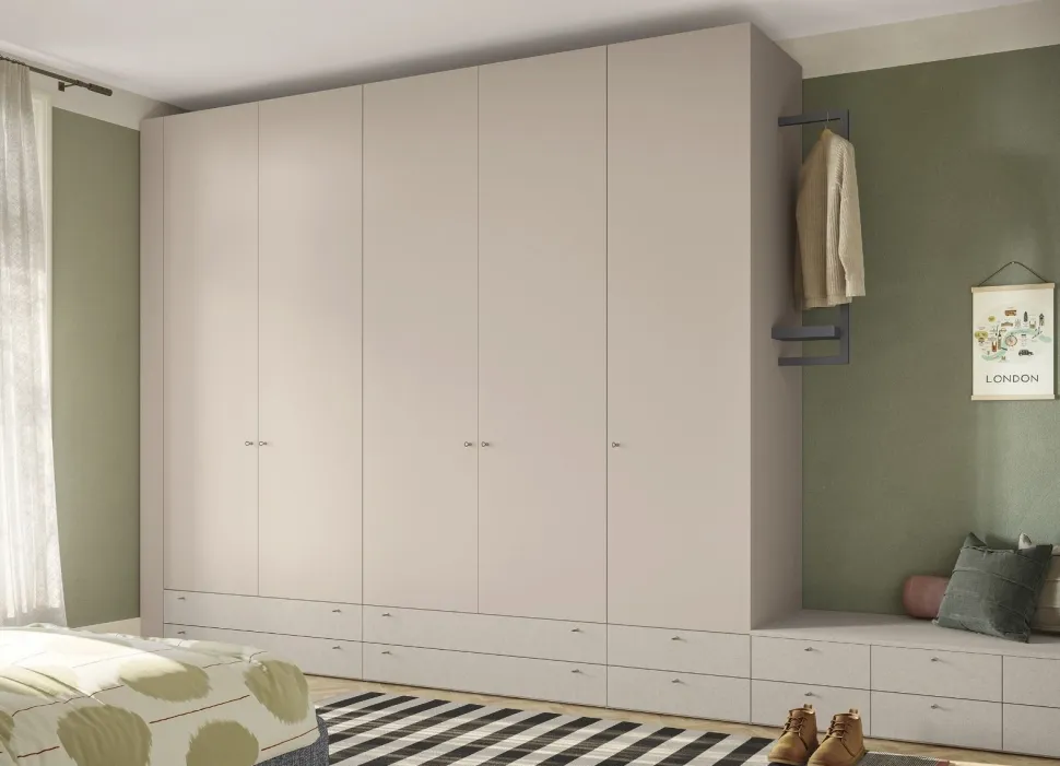 Armadio con ante battenti e cassetti Bull disponibile in 3 altezze linea Airone