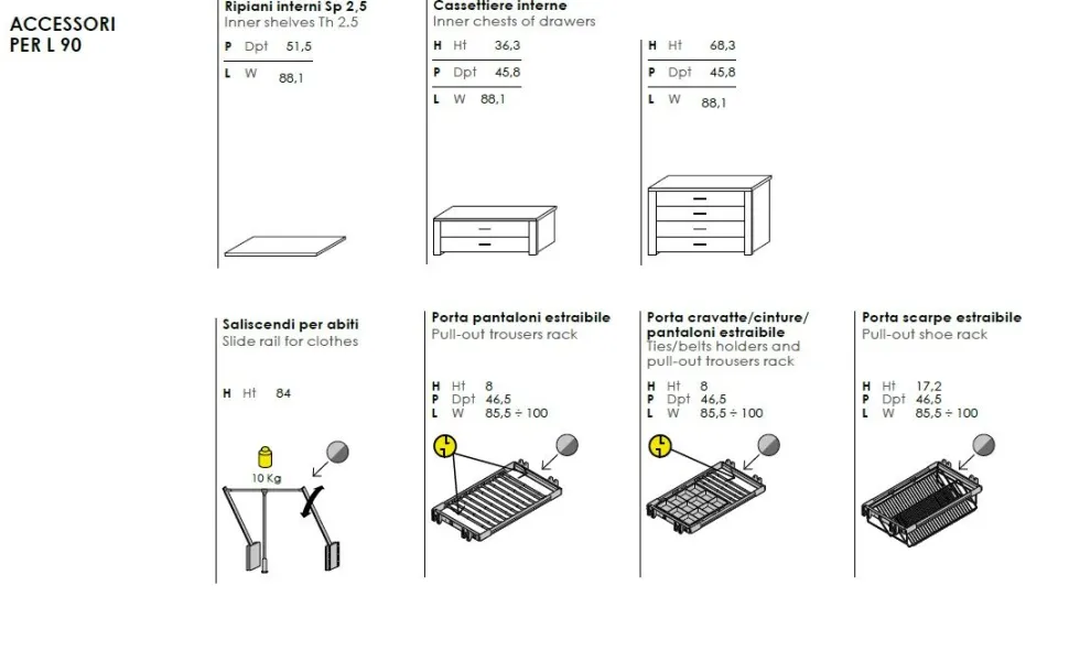 Armadio con ante battenti e librerie personalizzabile L 182 cm Master linea Volo disponibile in 2 misure