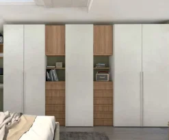 Armadio con ante battenti e moduli con cassetti disponibile in 2 misure e 13 colori