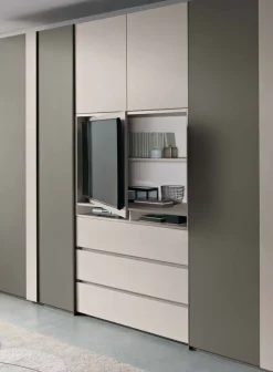 Armadio con ante battenti e vano girevole Porta Tv linea Domino disponibile in vari colori