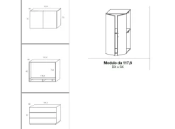 Armadio con ante battenti e vano girevole Porta Tv linea Domino disponibile in vari colori
