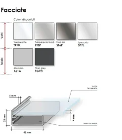 Armadio con 2 ante battenti in vetro e telaio in alluminio H 225.8 X L90 X P56 cm