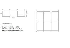Armadio con 3 ante scorrevoli con inserti in vetro Stefy linea Domino disponibile in vari colori