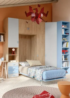 Armadio con Letto singolo a scomparsa Poket linea Colorfull disponibile in 20 colorazioni