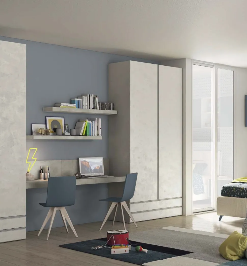 Armadio con maniglia a gola 2 ante battenti e 2 cassetti disponibile in 4 misure