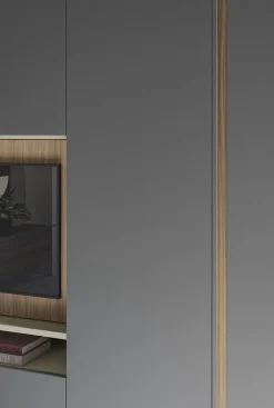 Armadio con maniglia a gola e vano Tv 8 ante battenti Mega disponibile in 4 misure e 20 colorazioni