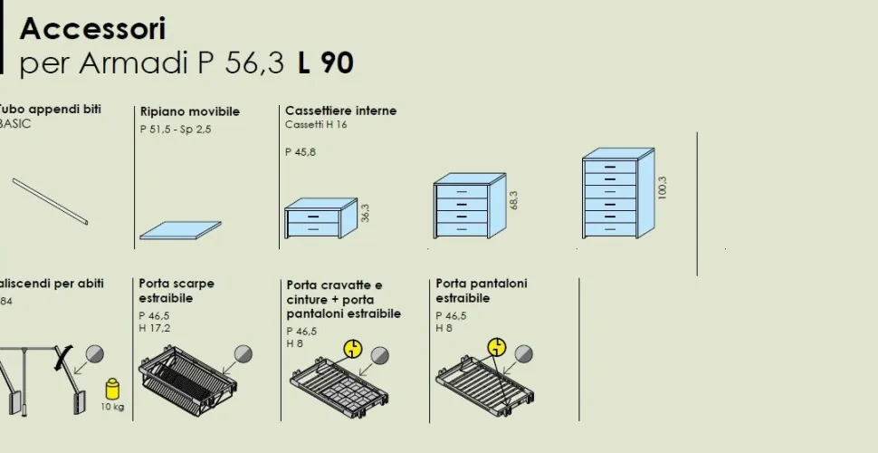 Armadio con vano tv 11 ante battenti e 4 cassetti Alex linea Lotto disponibile in 21 colorazioni