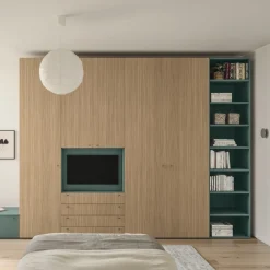 Armadio con vano Tv girevole 5 ante battenti e 4 cassetti linea Airone