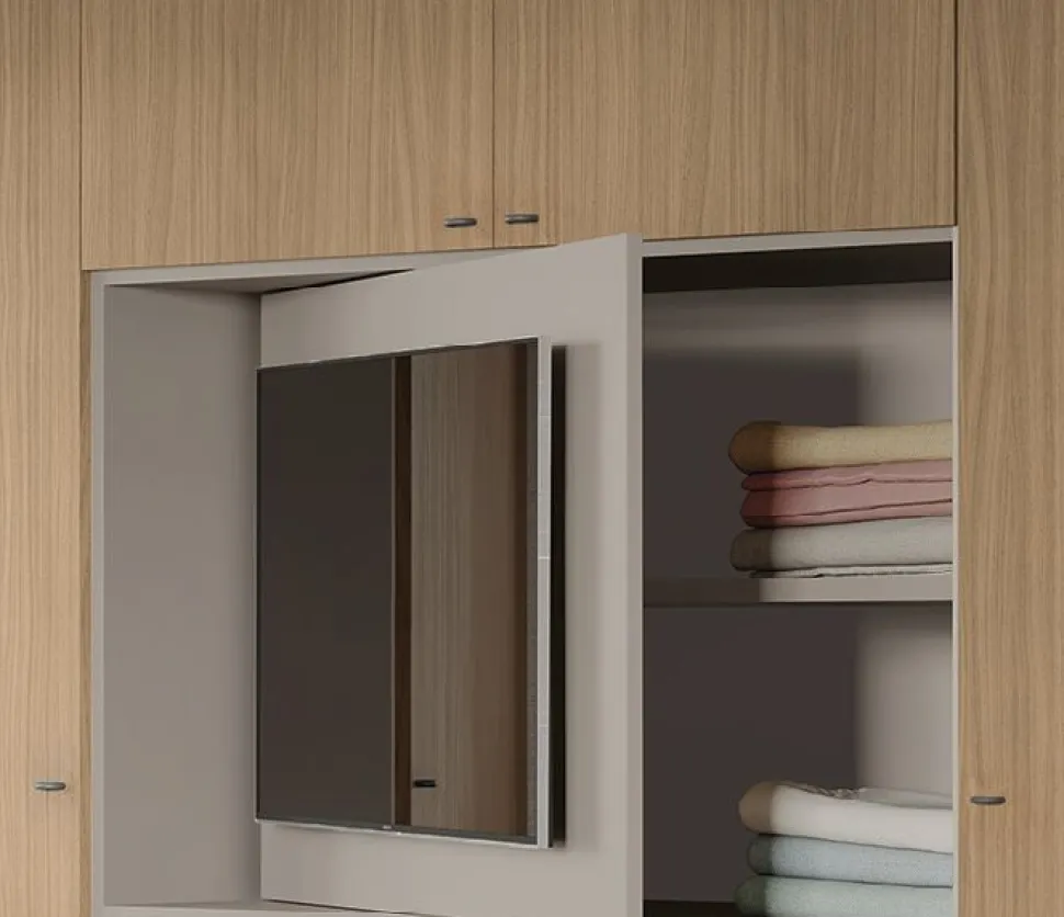 Armadio con vano Tv girevole 5 ante battenti e 4 cassetti linea Airone