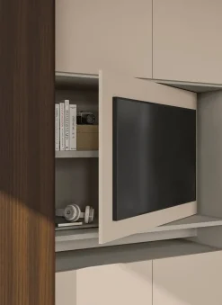 Armadio con vano Tv girevole con ante scorrevoli e battenti disponibile in 2 misure e 20 colorazioni