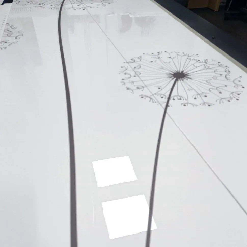 Armadio Guardaroba da ingresso 2 ante linea Virgola finitura Bianco Lucido con grafica floreale