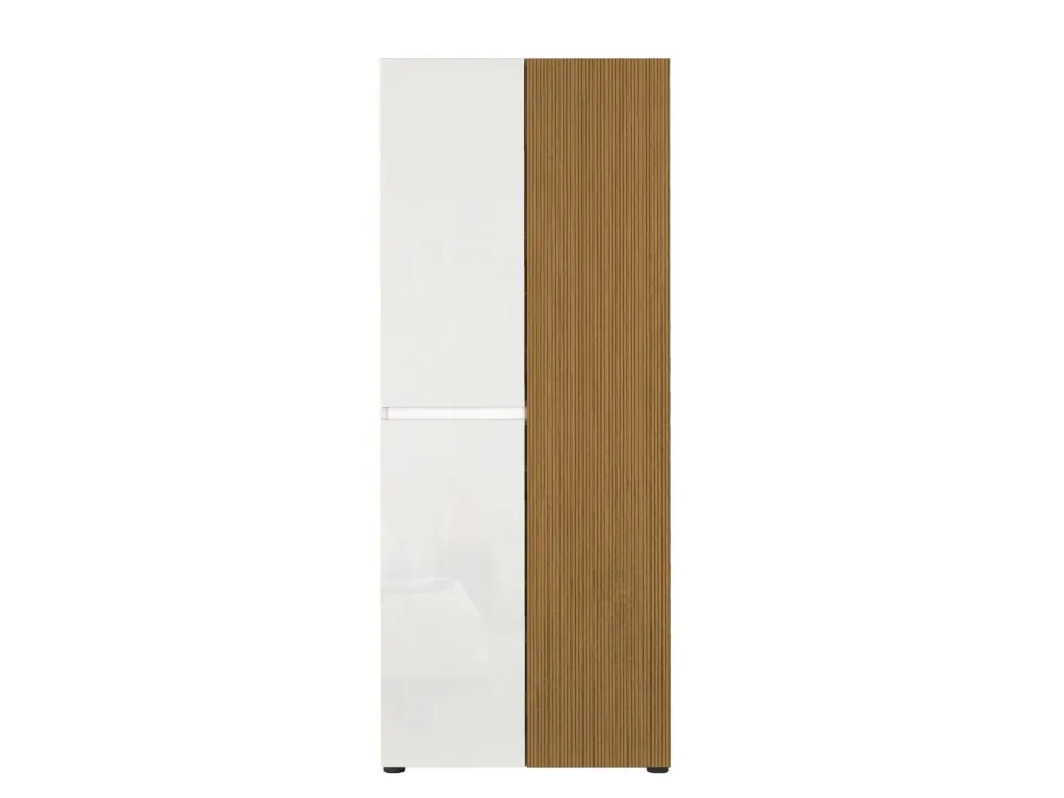 Armadio Guardaroba Lady 3 ante Bianco Lucido e Legno Cannettato