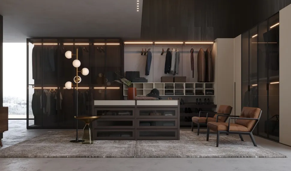 Armadio in vetro con telaio in alluminio Look linea New Season