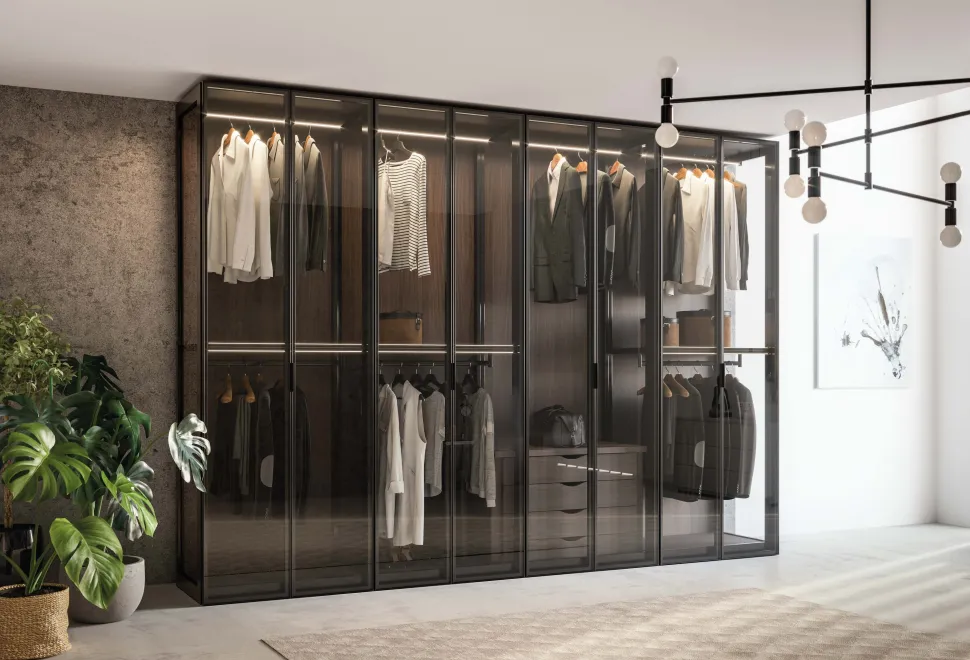 Armadio in vetro con telaio in alluminio Look linea New Season